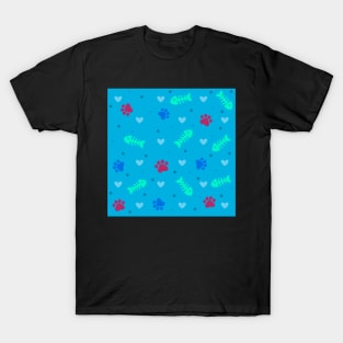 Pattern for cat lovers blue T-Shirt